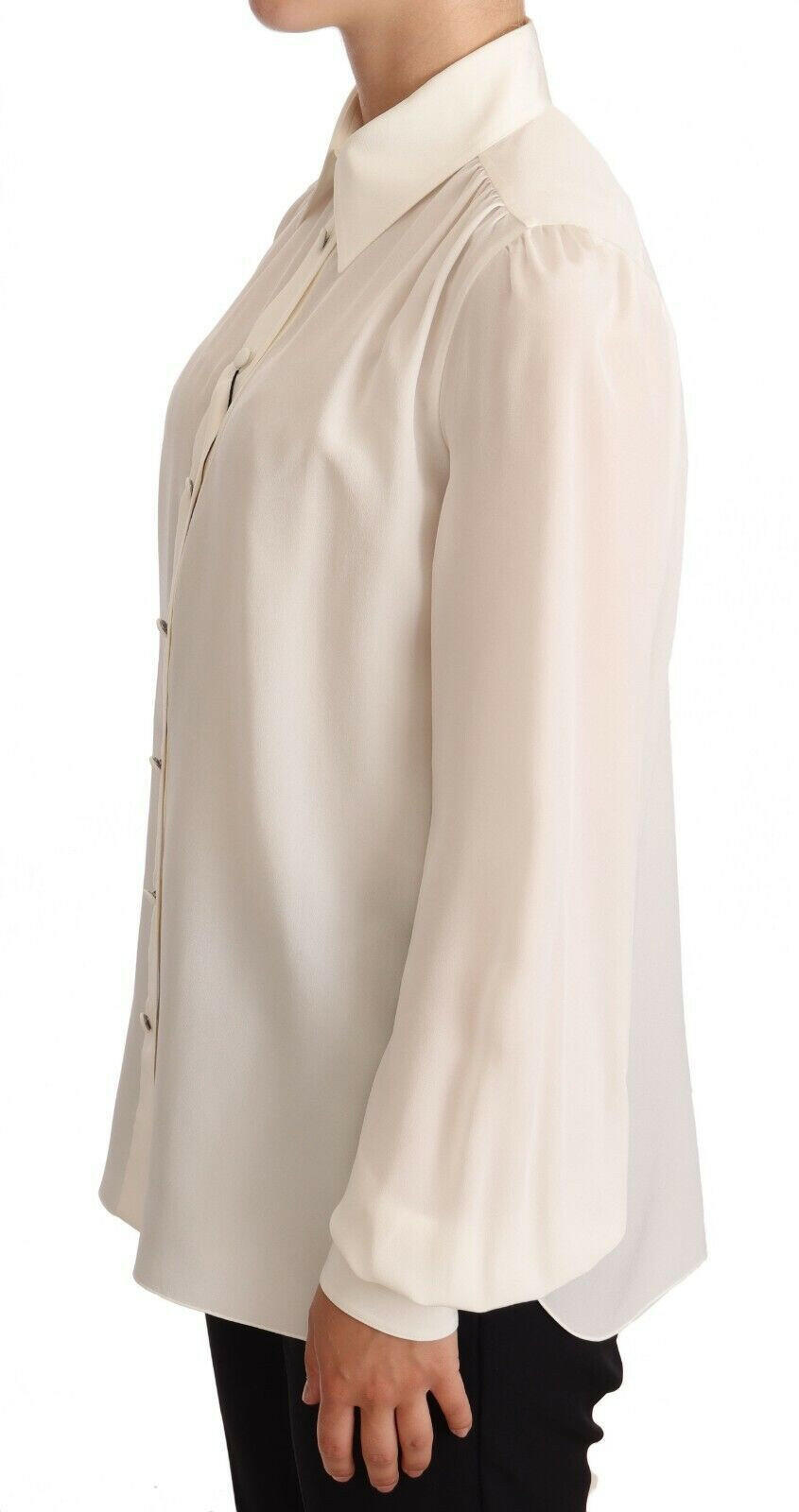Dolce & Gabbana White Long Sleeve Polo Shirt Top Blouse -   -  Dolce & Gabbana.