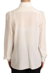 Dolce & Gabbana White Long Sleeve Polo Shirt Top Blouse -   -  Dolce & Gabbana.