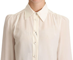 Dolce & Gabbana White Long Sleeve Polo Shirt Top Blouse -   -  Dolce & Gabbana.