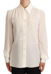 Dolce & Gabbana White Long Sleeve Polo Shirt Top Blouse -   -  Dolce & Gabbana.