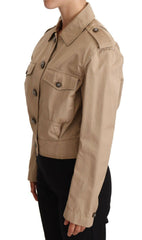 Dolce & Gabbana Beige Cropped Fitted Cotton Coat Jacket -   -  Dolce & Gabbana.