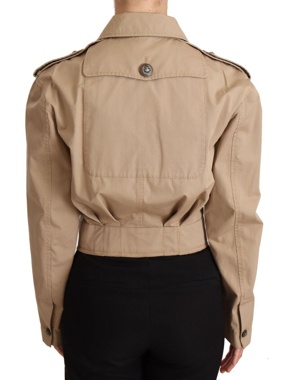 Dolce & Gabbana Beige Cropped Fitted Cotton Coat Jacket -   -  Dolce & Gabbana.
