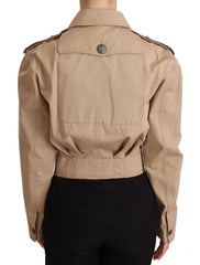 Dolce & Gabbana Beige Cropped Fitted Cotton Coat Jacket -   -  Dolce & Gabbana.