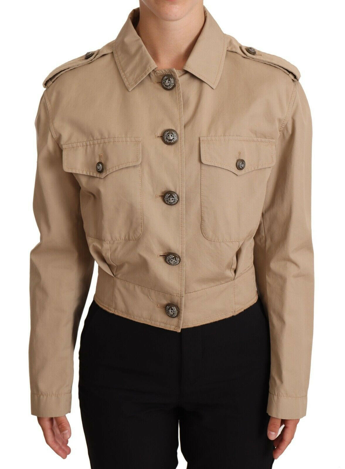 Dolce & Gabbana Beige Cropped Fitted Cotton Coat Jacket -   -  Dolce & Gabbana.