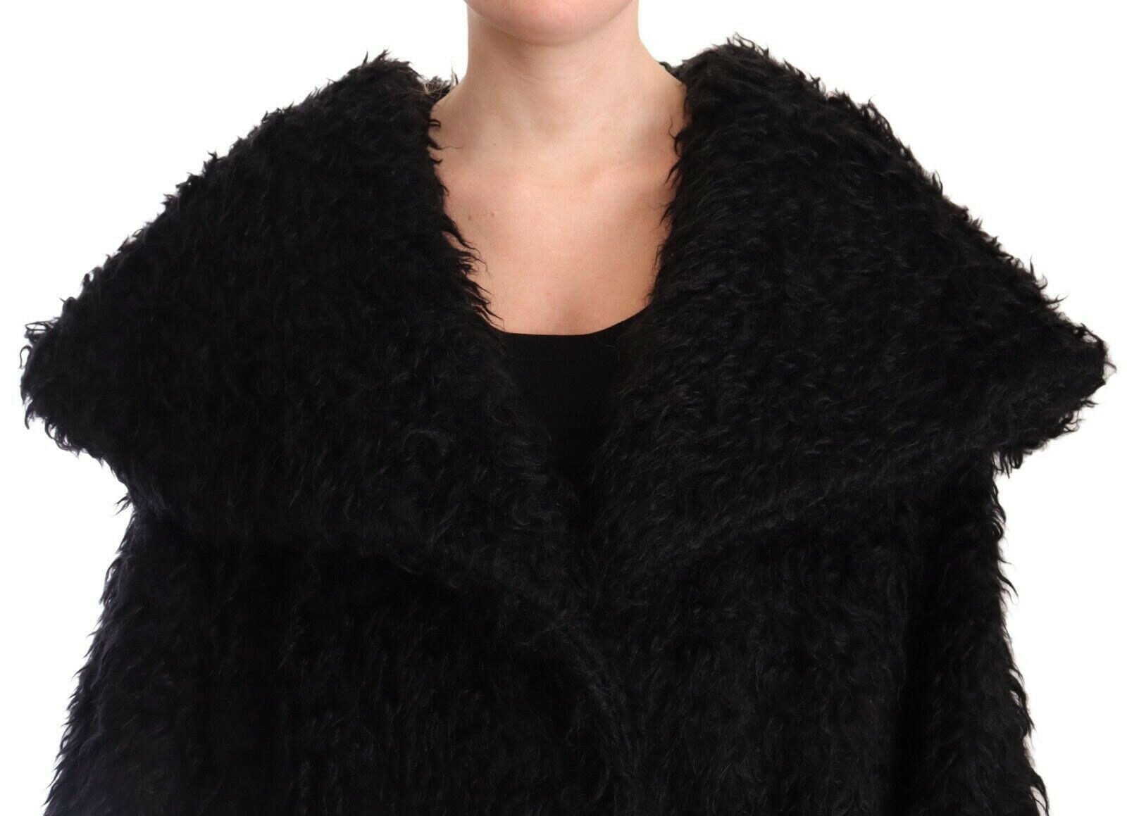 Dolce & Gabbana Black Mohair Fur Cape Trench Coat Jacket -   -  Dolce & Gabbana.