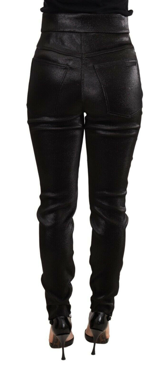 Dolce & Gabbana Black Silver Lurex Thread Cotton Stretch Pants -   -  Dolce & Gabbana.