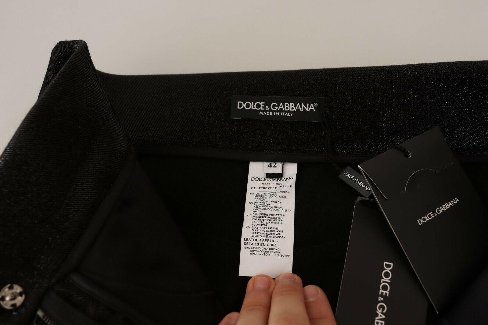 Dolce & Gabbana Black Silver Lurex Thread Cotton Stretch Pants -   -  Dolce & Gabbana.