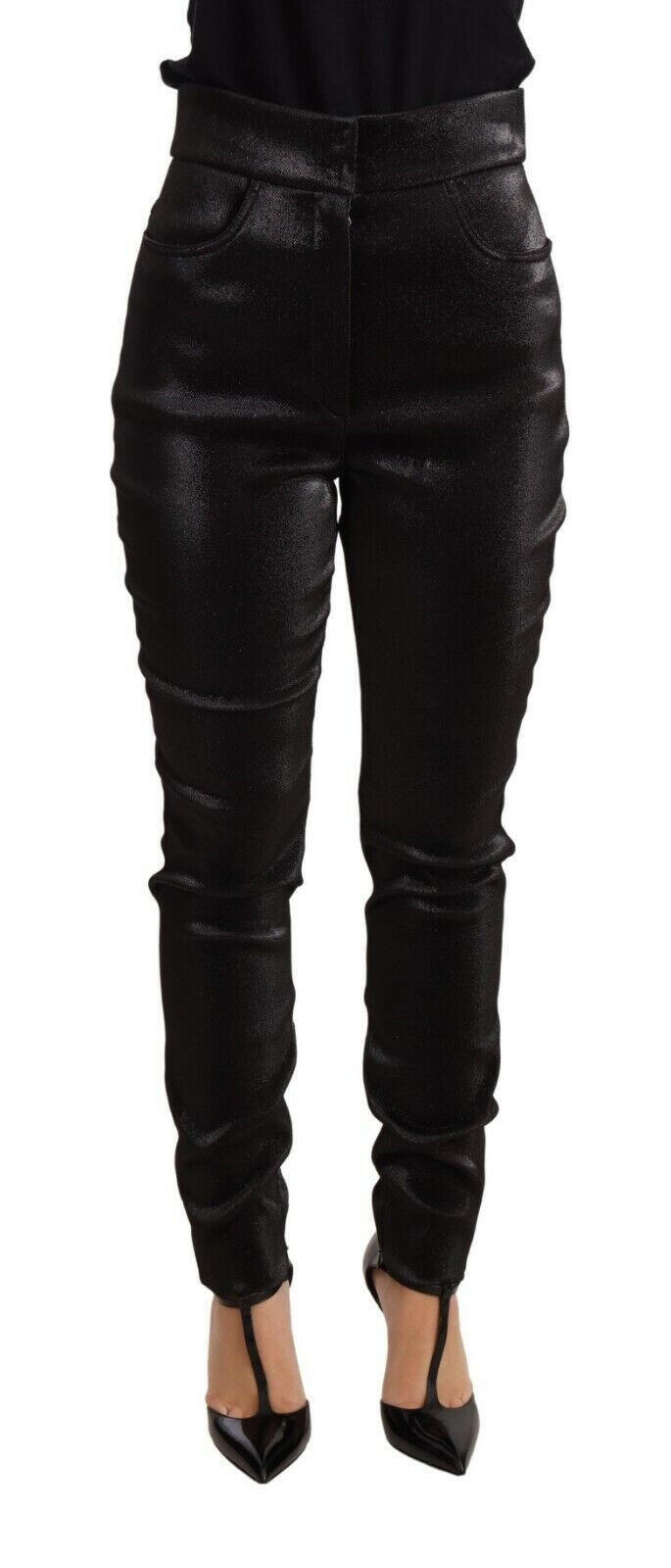 Dolce & Gabbana Black Silver Lurex Thread Cotton Stretch Pants -   -  Dolce & Gabbana.