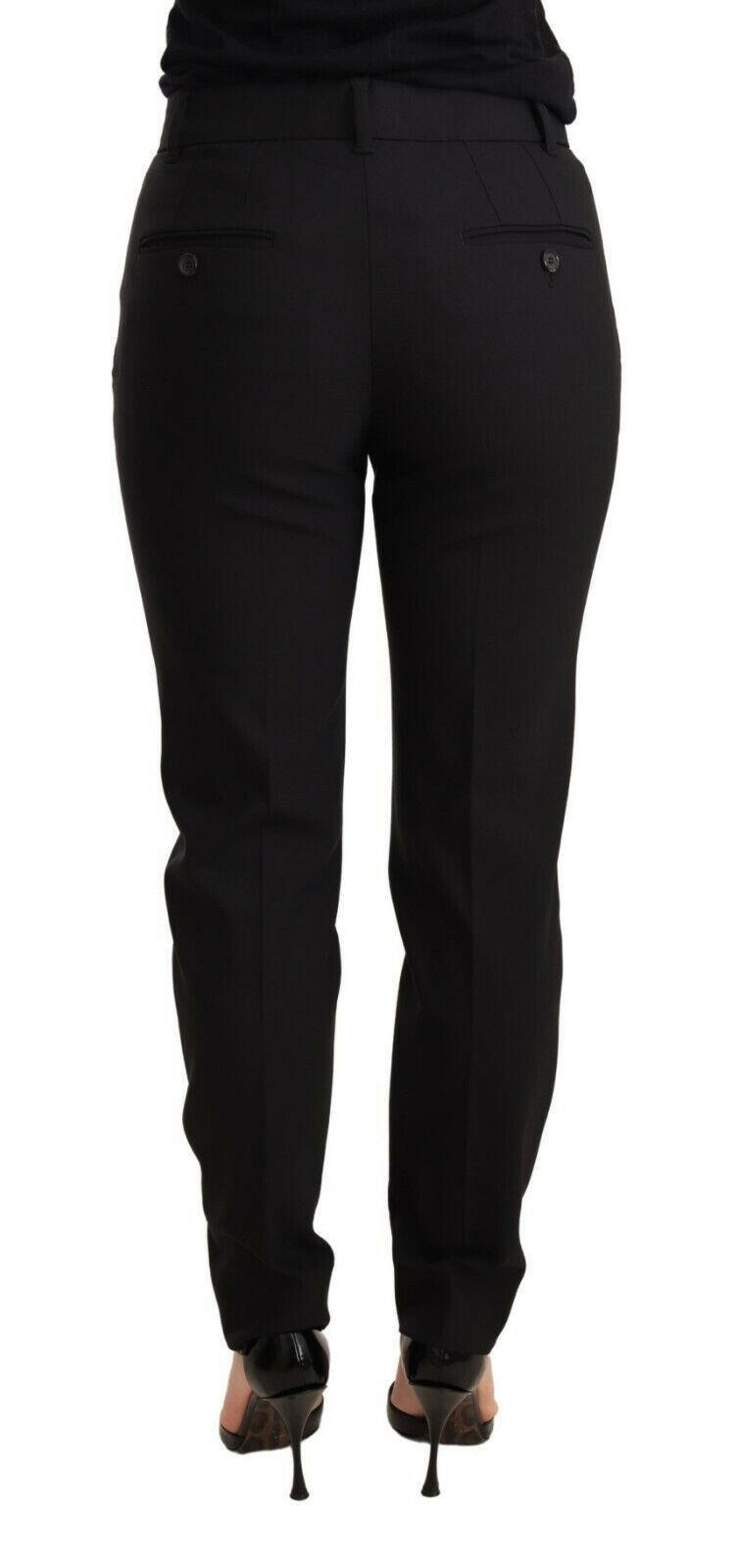 Dolce & Gabbana Black Tapered Women Trouser Virgin Wool Pants -   -  Dolce & Gabbana.