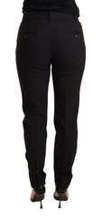 Dolce & Gabbana Black Tapered Women Trouser Virgin Wool Pants -   -  Dolce & Gabbana.