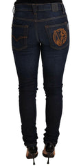 Versace Jeans Dark Blue Cotton Low Waist Skinny Denim Jeans -   -  Versace Jeans.
