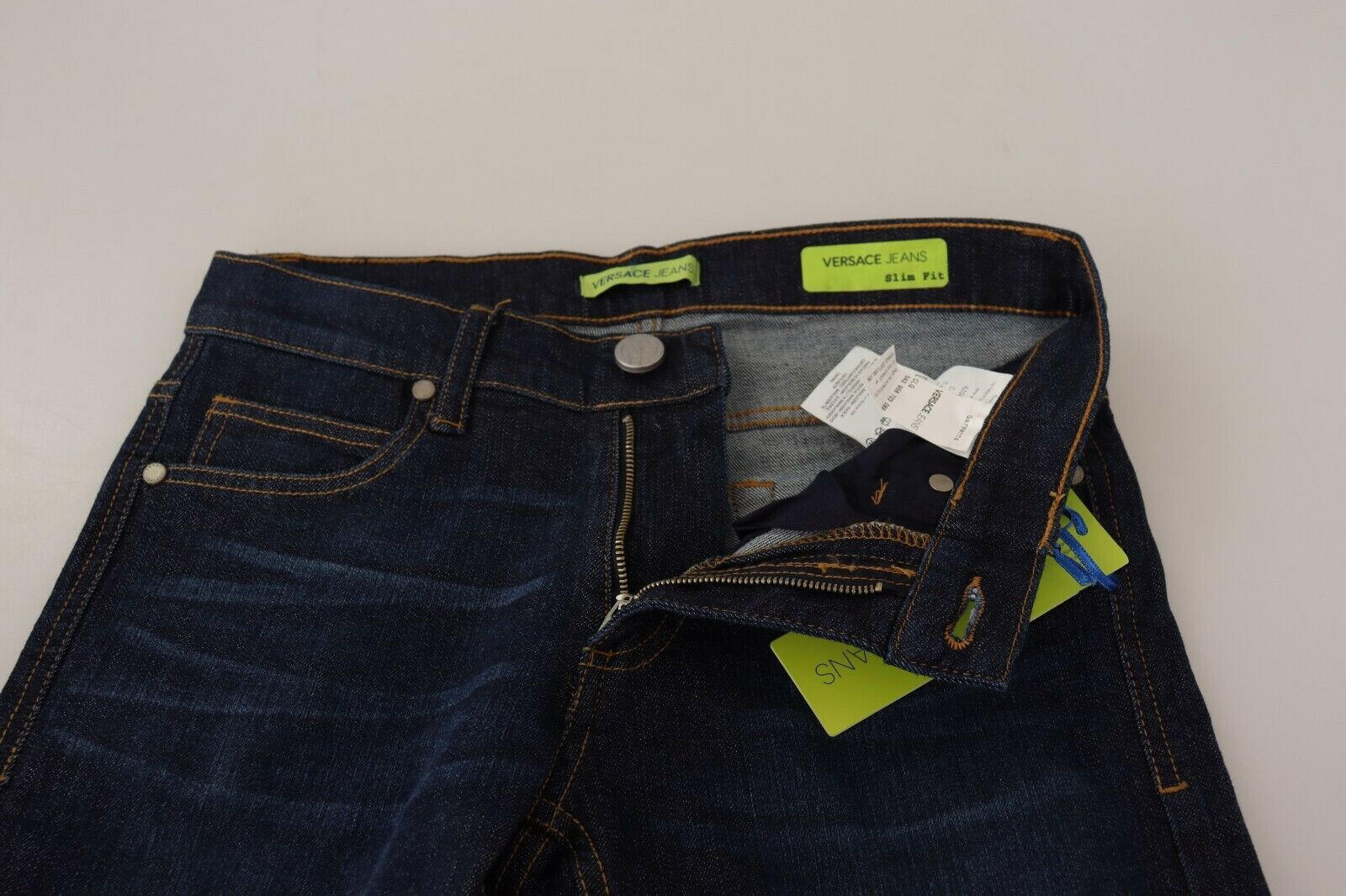 Versace Jeans Dark Blue Cotton Low Waist Skinny Denim Jeans -   -  Versace Jeans.