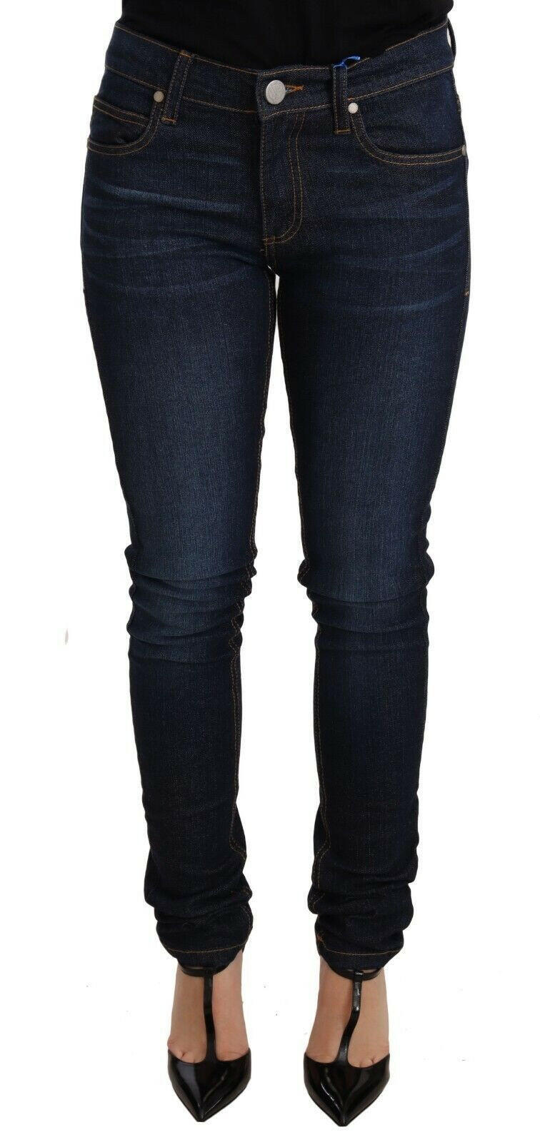 Versace Jeans Dark Blue Cotton Low Waist Skinny Denim Jeans -   -  Versace Jeans.