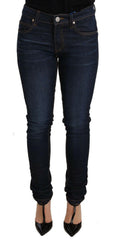 Versace Jeans Dark Blue Cotton Low Waist Skinny Denim Jeans -   -  Versace Jeans.