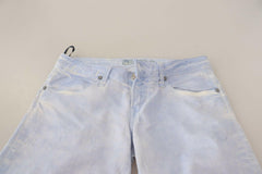 Acht Light Blue Cotton Folded Hem Denim Skinny Women Trouser Jeans -   -  Acht.