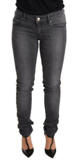 Acht Gray Washed Cotton Slim Fit Low Waist Women Denim Trouser Jeans -   -  Acht.