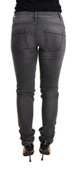 Acht Gray Washed Cotton Slim Fit Low Waist Women Denim Trouser Jeans -   -  Acht.