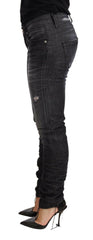 Acht Black Washed Cotton Low Waist Skinny Denim Trouser Jeans -   -  Acht.
