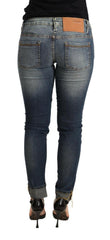 Acht Blue Washed Cotton Low Waist Skinny Denim Women Trouser Jeans -   -  Acht.