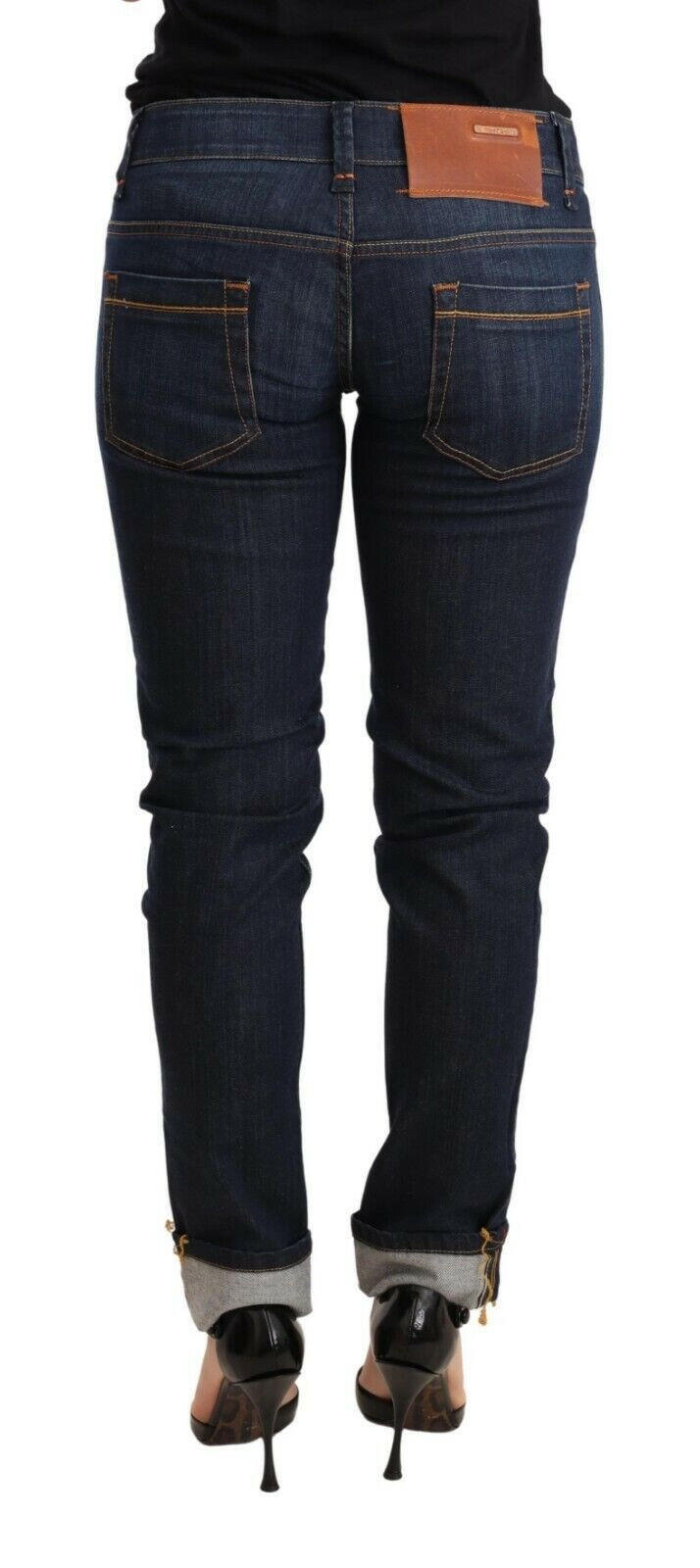 Acht Blue Washed Cotton Low Waist Skinny Denim Women Trouser Jeans -   -  Acht.