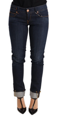 Acht Blue Washed Cotton Low Waist Skinny Denim Women Trouser Jeans -   -  Acht.