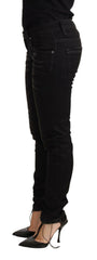 Acht Black Washed Cotton Slim Fit Denim Low Waist Trouser Jeans -   -  Acht.