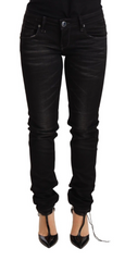 Acht Black Washed Cotton Slim Fit Denim Low Waist Trouser Jeans -   -  Acht.