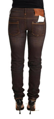 Acht Brown Washed Cotton Slim Fit Denim Low Waist Trouser Jeans -   -  Acht.
