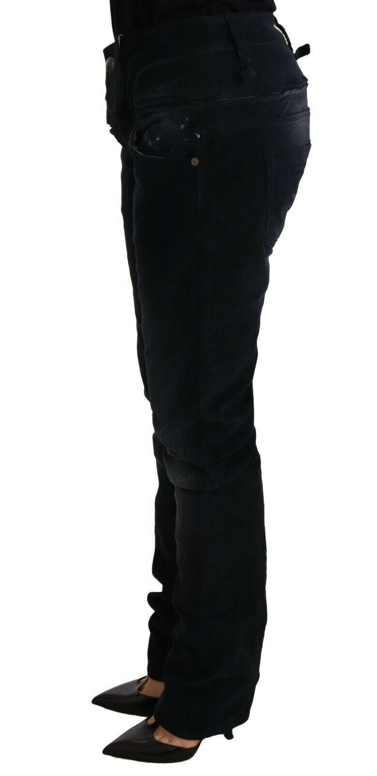 Acht Blue Washed Cotton Denim Low Waist Loose Fit Trousers Jeans -   -  Acht.