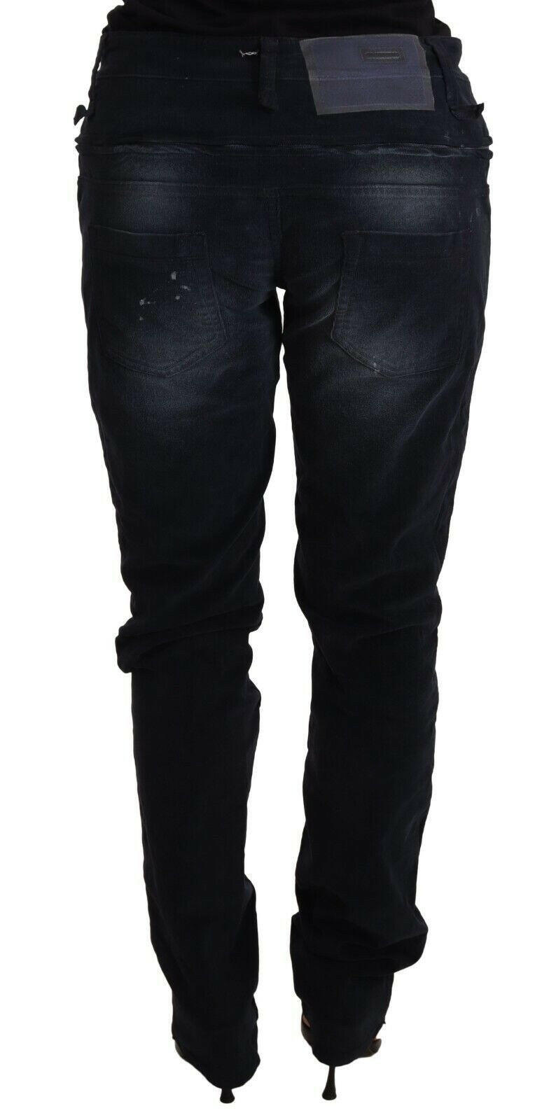 Acht Blue Washed Cotton Denim Low Waist Loose Fit Trousers Jeans -   -  Acht.