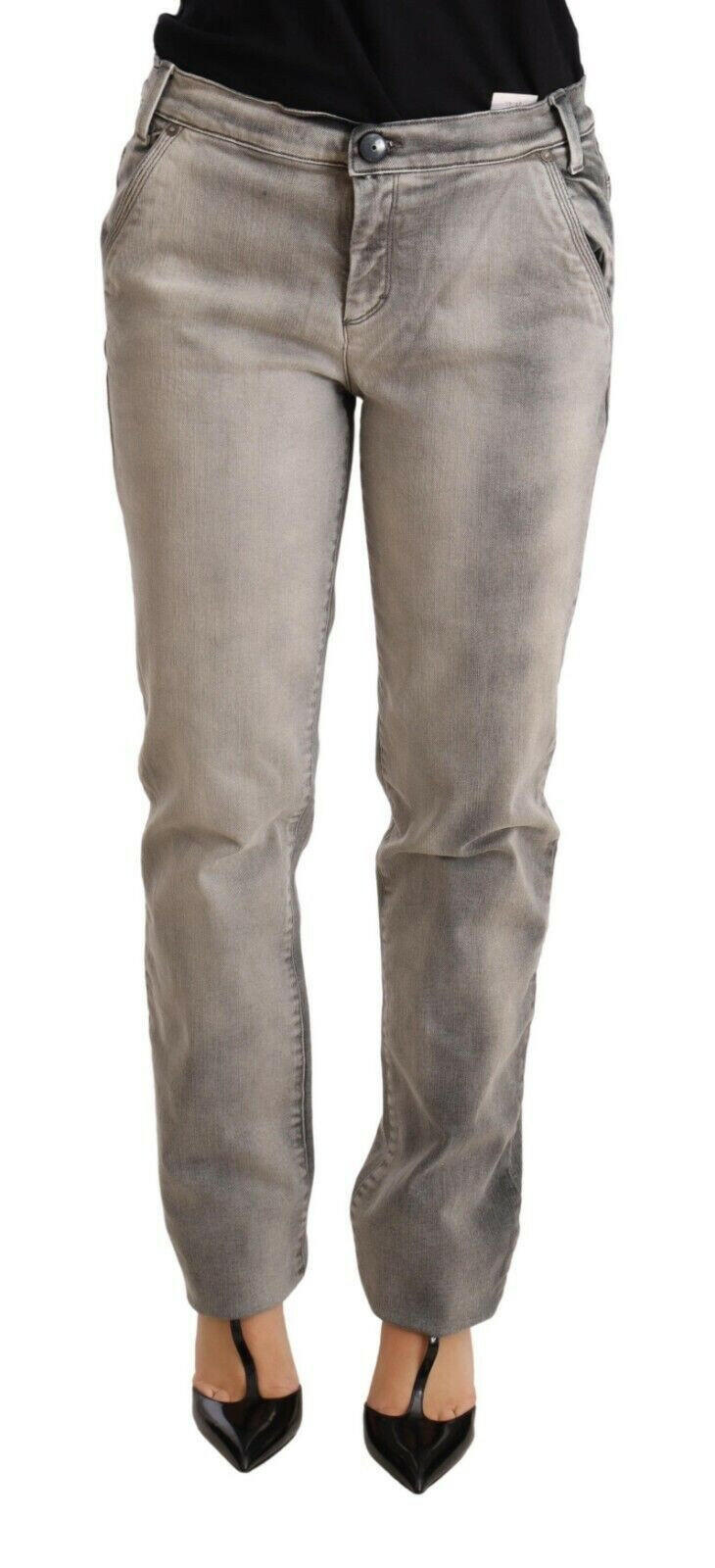 Ermanno Scervino Gray Washed Low Waist Skinny Trouser Cotton Jeans -   -  Ermanno Scervino.