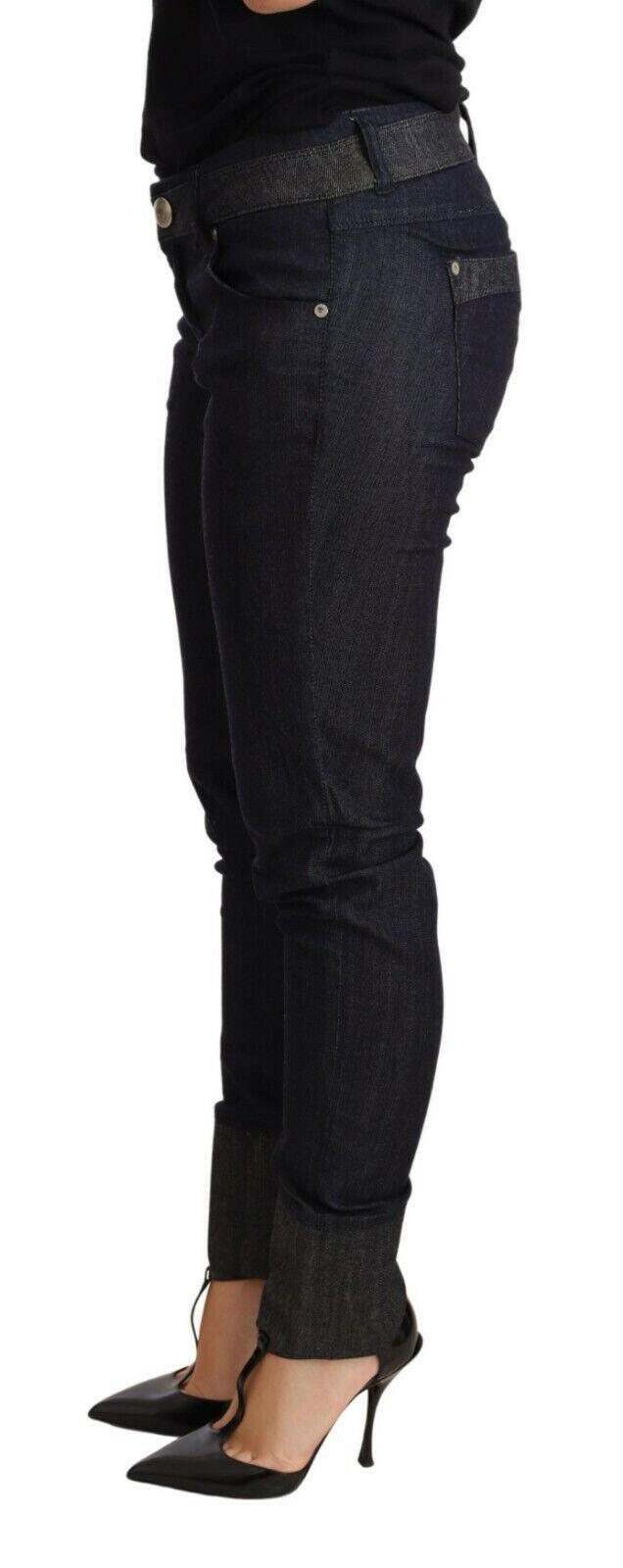 Ermanno Scervino Blue Skinny Folded Hem Denim Trouser Cotton Jeans -   -  Ermanno Scervino.