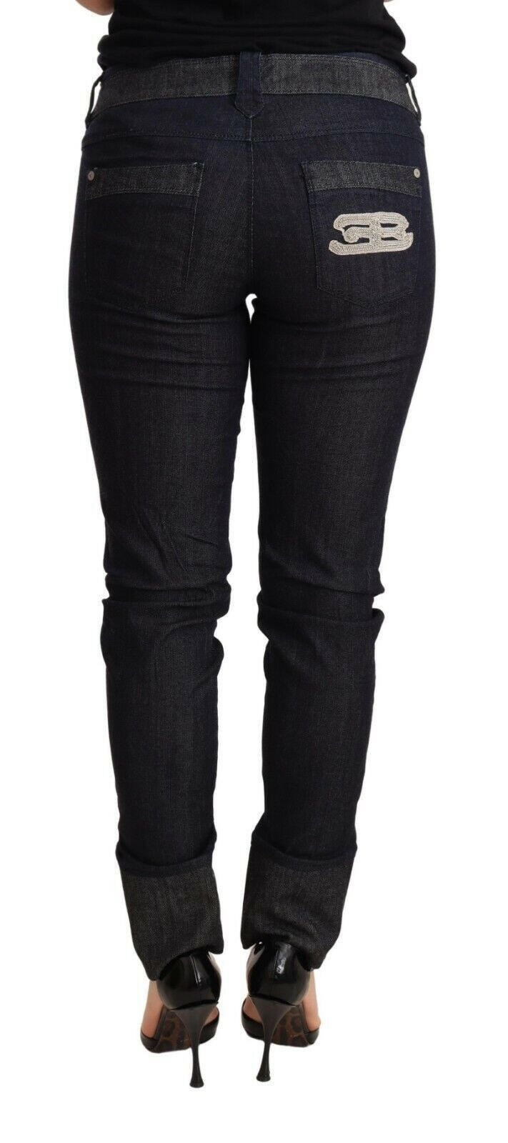 Ermanno Scervino Blue Skinny Folded Hem Denim Trouser Cotton Jeans -   -  Ermanno Scervino.