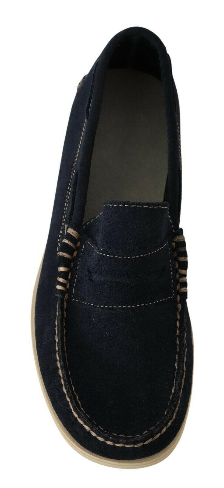 Pollini Blue Suede Low Top Mocassin Loafers Casual Men Shoes -   -  Pollini.