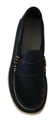 Pollini Blue Suede Low Top Mocassin Loafers Casual Men Shoes -   -  Pollini.