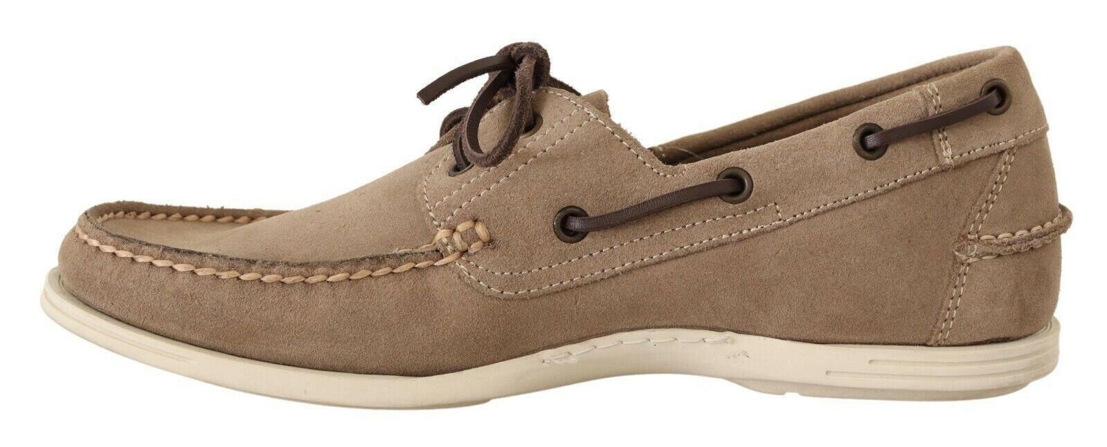Pollini Beige Suede Low Top Mocassin Loafers Casual Men Shoes -   -  Pollini.