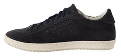 La Scarpa Italiana Black Suede Perforated Lace Up Sneakers Shoes -   -  La Scarpa Italiana.