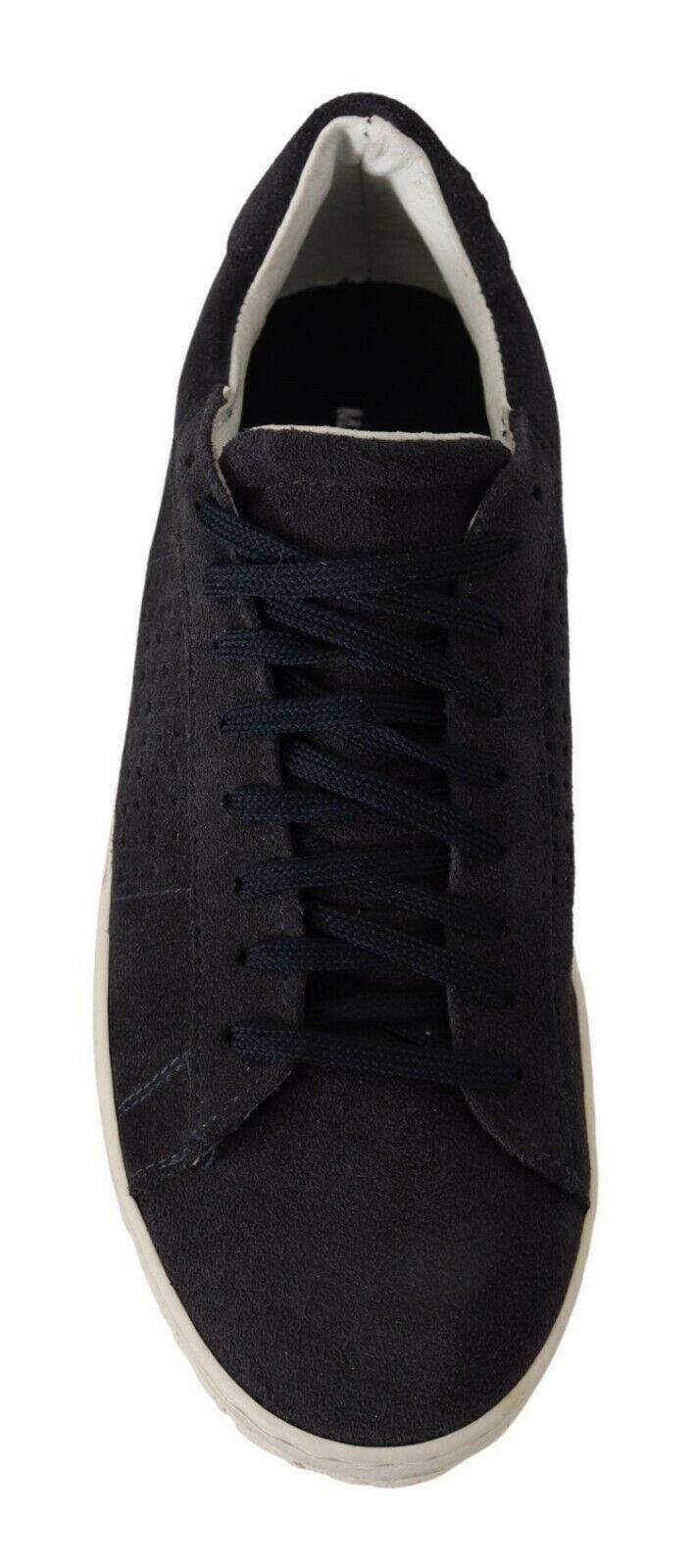 La Scarpa Italiana Black Suede Perforated Lace Up Sneakers Shoes -   -  La Scarpa Italiana.