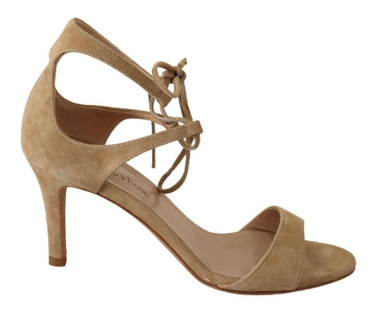 Maria Christina Beige Suede Leather Ankle Strap Pumps Shoes -   -  Maria Christina.