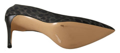 Sofia Black Leopard Leather Stiletto High Heels Pumps Shoes -   -  Sofia.