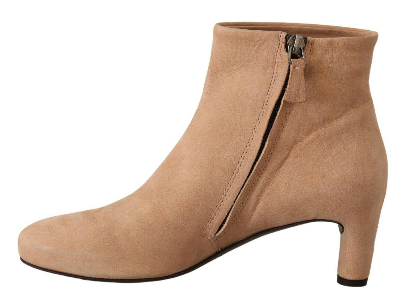 DEL CARLO Beige Suede Leather Mid Heels Pumps Boots Shoes -   -  DEL CARLO.