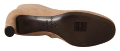 DEL CARLO Beige Suede Leather Mid Heels Pumps Boots Shoes -   -  DEL CARLO.