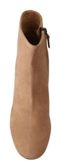 DEL CARLO Beige Suede Leather Mid Heels Pumps Boots Shoes -   -  DEL CARLO.