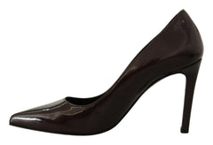 Sofia Brown Patent Leather Stiletto Heels Pumps Shoes -   -  Sofia.