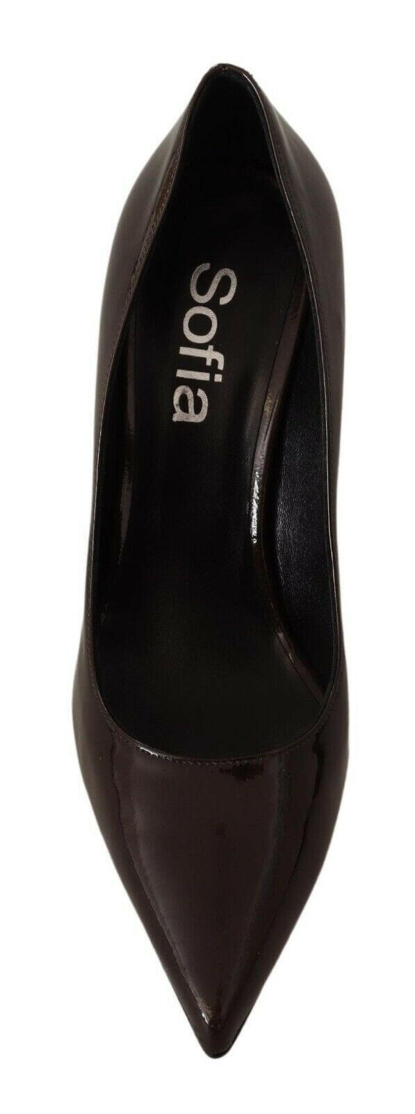 Sofia Brown Patent Leather Stiletto Heels Pumps Shoes -   -  Sofia.
