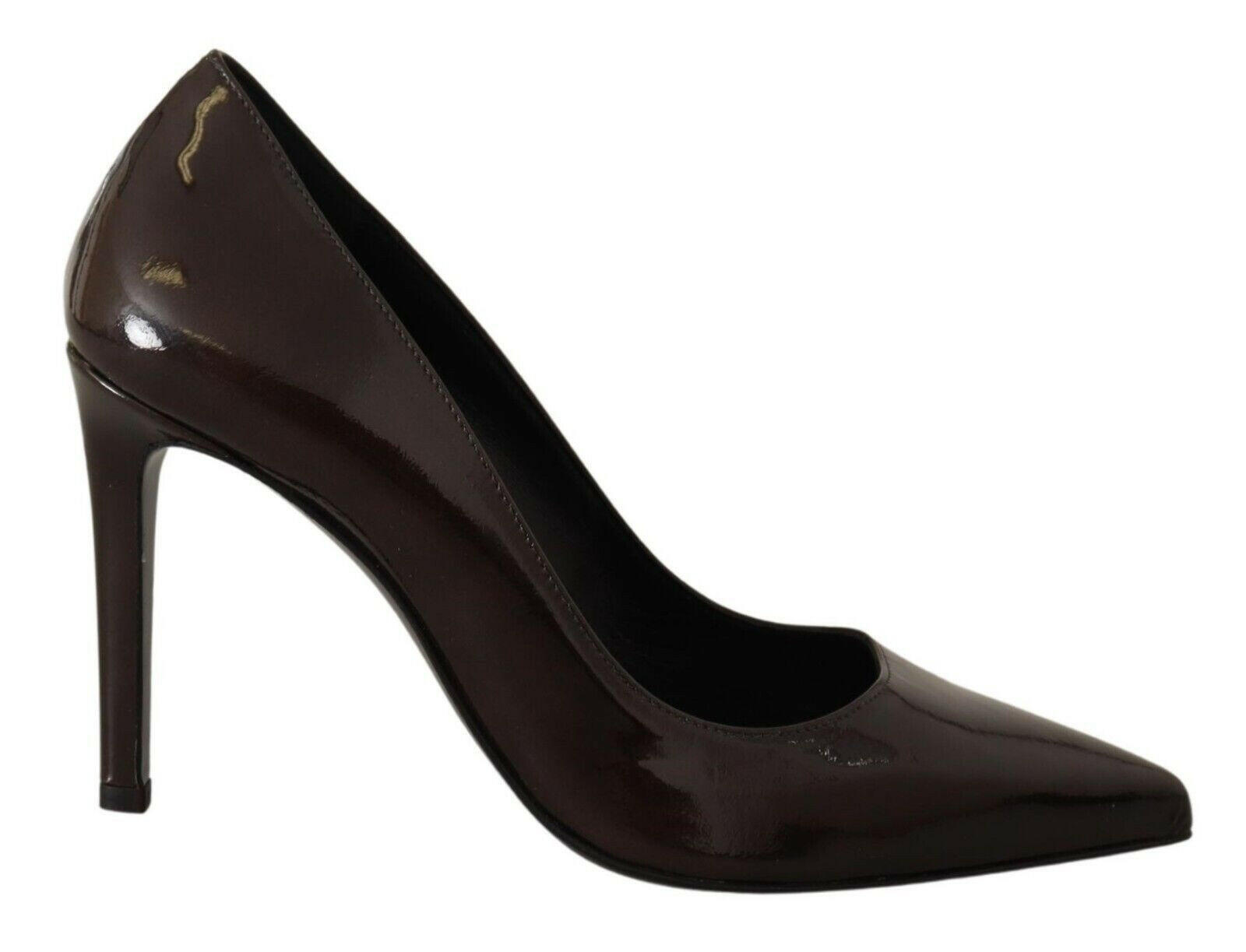 Sofia Brown Patent Leather Stiletto Heels Pumps Shoes -   -  Sofia.