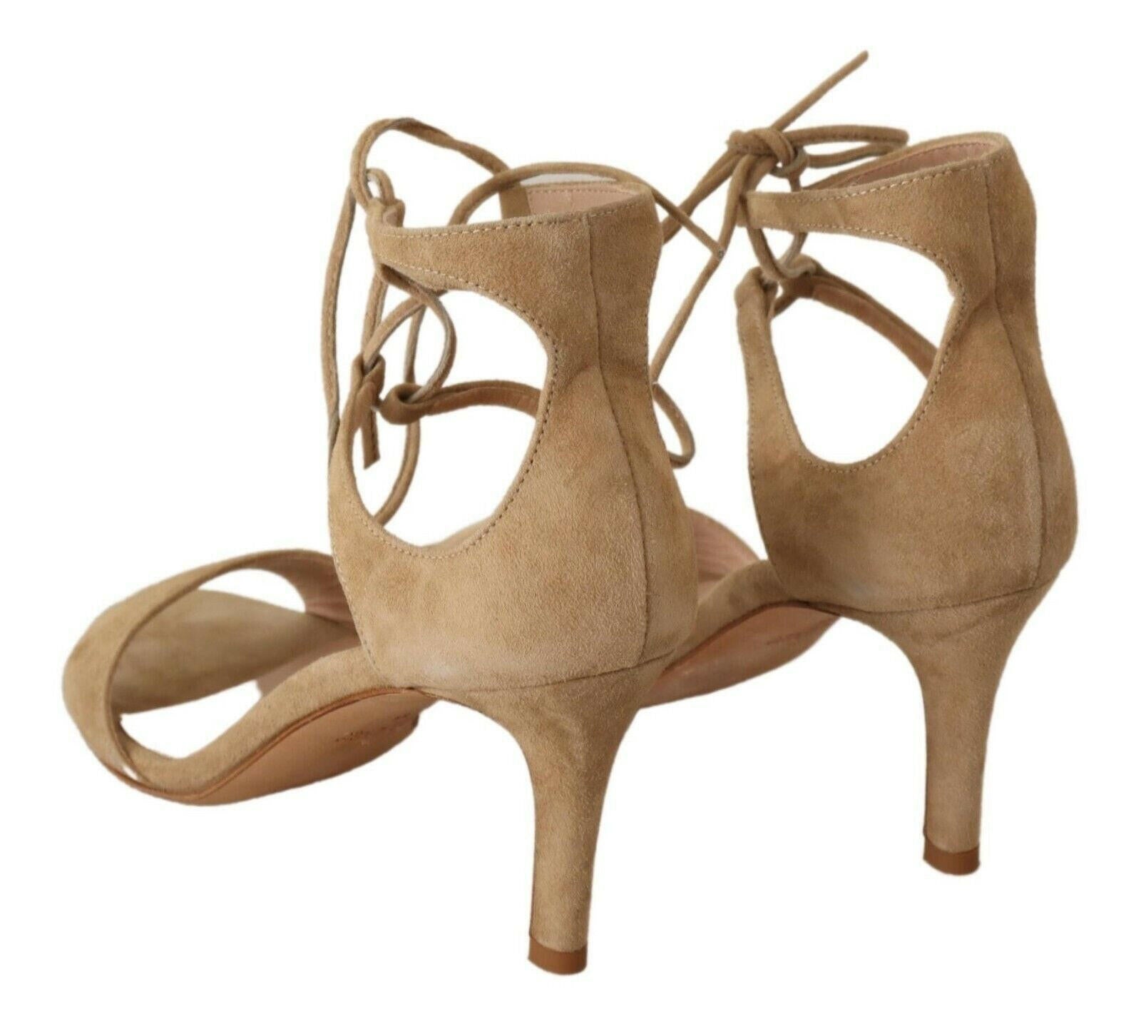 Maria Christina Beige Suede Leather Ankle Strap Pumps Shoes -   -  Maria Christina.