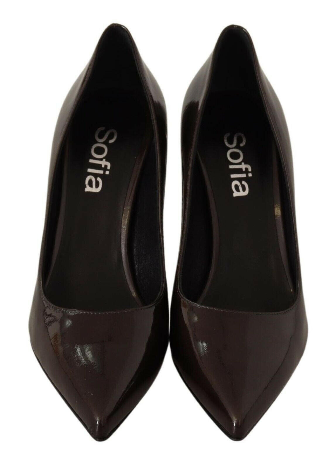 Sofia Brown Patent Leather Stiletto Heels Pumps Shoes -   -  Sofia.