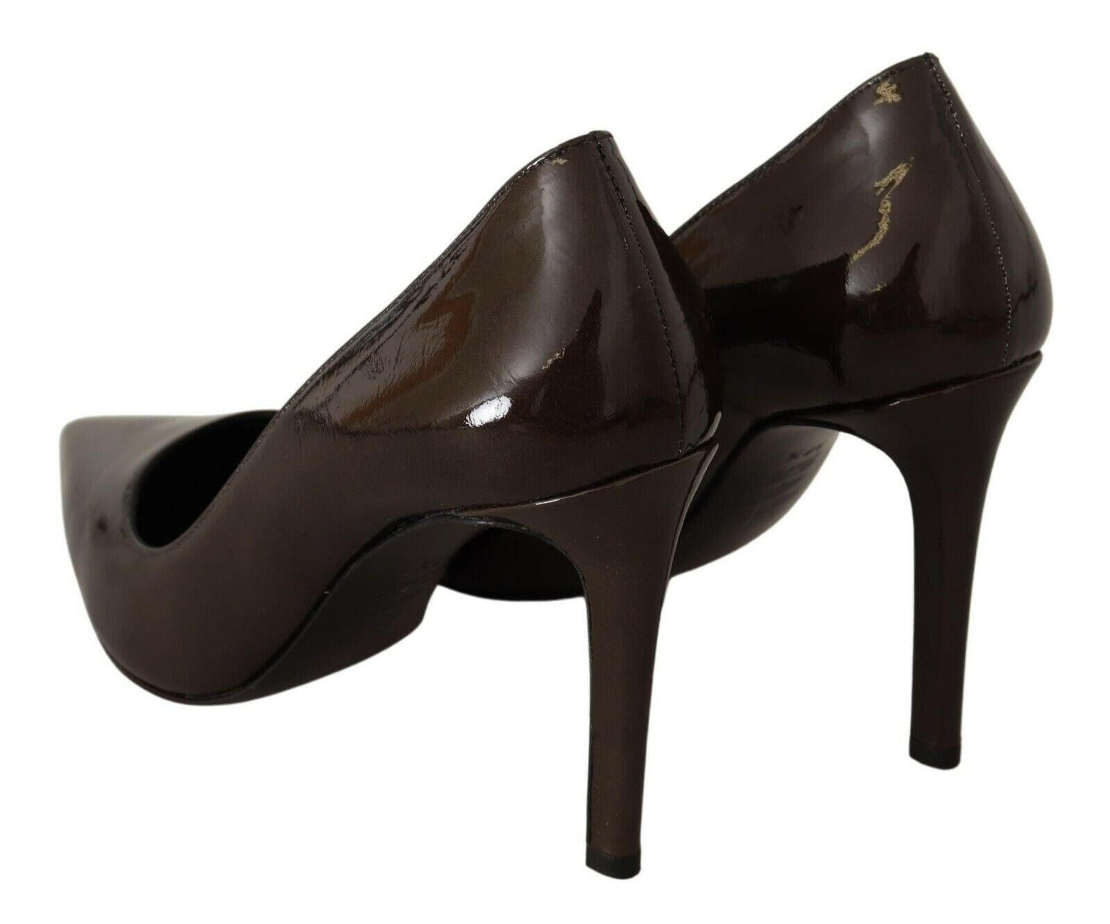 Sofia Brown Patent Leather Stiletto Heels Pumps Shoes -   -  Sofia.