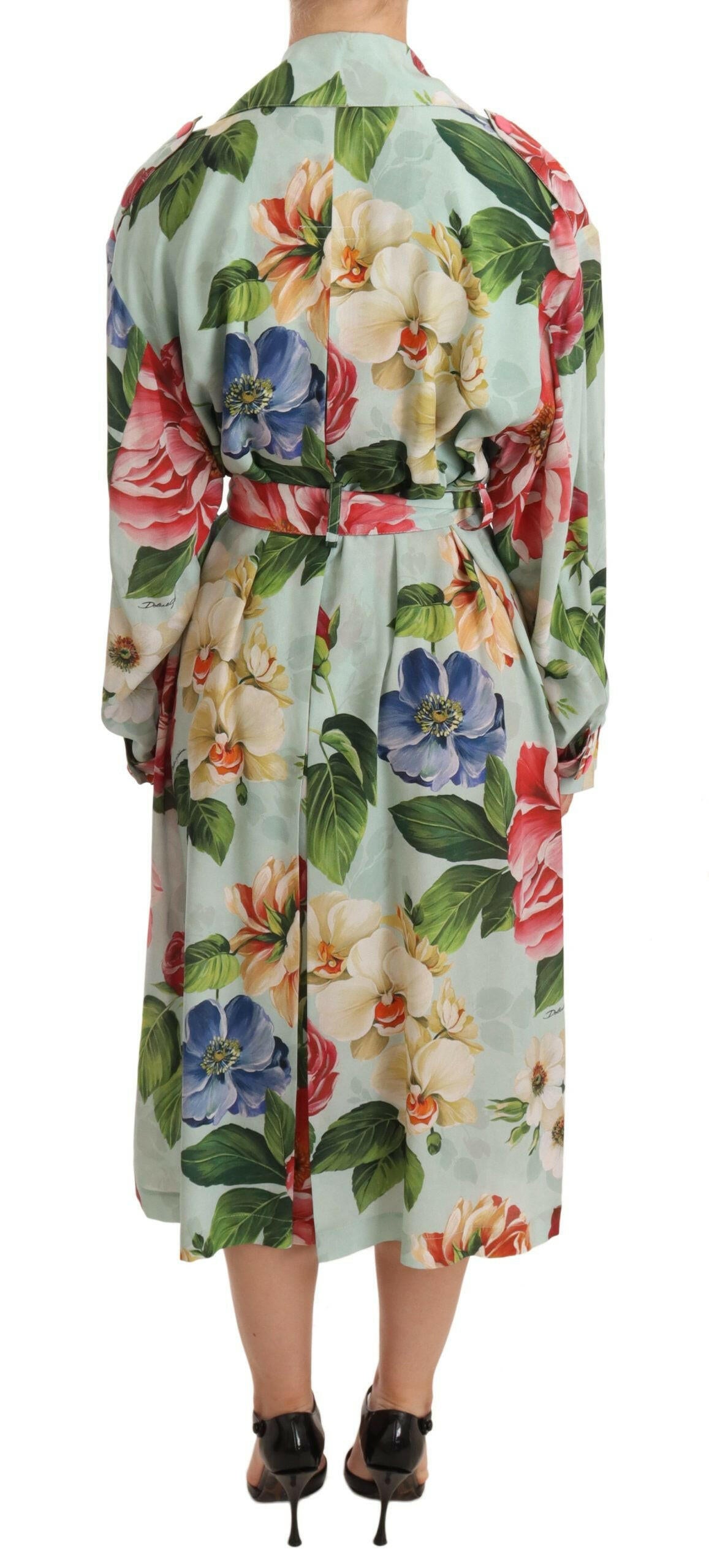 Dolce & Gabbana Multicolor Double Breasted Floral Trench Coat Jacket -   -  Dolce & Gabbana.